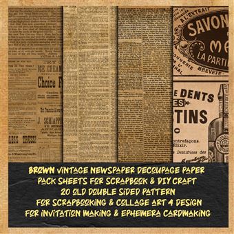 Vintage Newspaper Decoupage Paper Pack Sheets For Scrapbook Diy Craft 20 Old Double Sided Pattern For Scrapbooking Collage Art 4 Design For Invitation Mak - 1