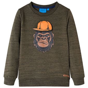 Sweatshirt para criança | vidaXL | caqui-escuro mesclado 116 | 5 a 6 anos - 1
