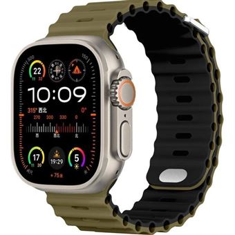 Bracelete Ocean Waves Antiimpacto para Apple Watch Ultra 2 | Preto e Oliva - 1