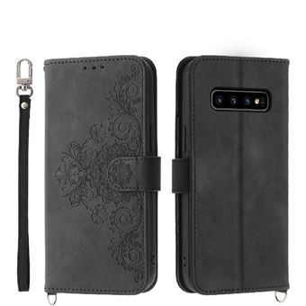 Capa ZURSANA para Samsung Galaxy S10 | Pele com Fecho de Encaixe para Colar + Cordão em Pele | Preto - 1