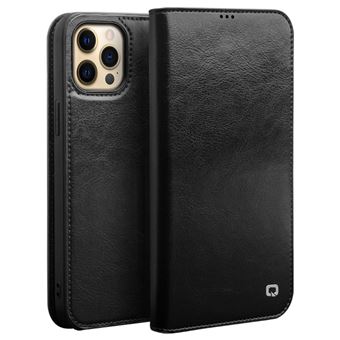 Capa de Couro Dourado Genuíno QIALINO com Suporte Preto para iPhone 13 Pro Max 6.7'' - 1