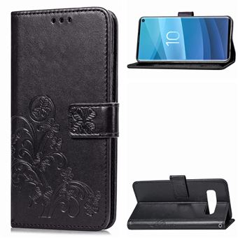 Capa Magunivers PU suporte de trevo preto para Samsung Galaxy S10