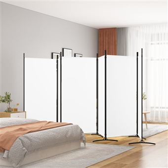 Biombo vidaXL com 6 painéis 520x180 cm tecido branco - 1