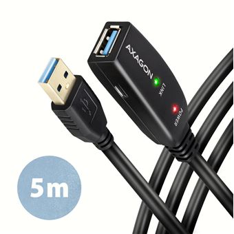 Cabo Usb Axagon ADR-305 USB 3.2 Gen 1 A-M -> A-F active extension/repeater cable 5m - Kabel - Digital/Daten | Preto - 1