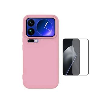 Kit Vidro Temperado + Capa Silicone Líquido Phonecare para Xiaomi 17 Pro Max 5G - Rosa - 1