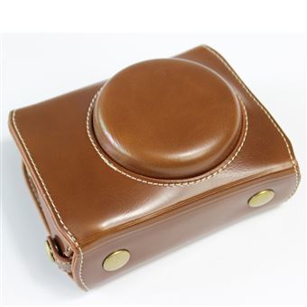 Capa PU Magunivers Meia Câmera com Alça Castanho para Canon PowerShot G7 X Mark III - 1