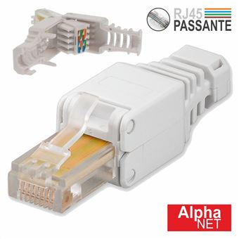 Ficha Rj45 Modelar Alpha-Elettronica 8P8C Cat5E Keystone Passante - 1