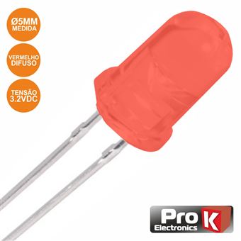 Led Prok 5mm Alto Brilho Vermelho Difuso - 1