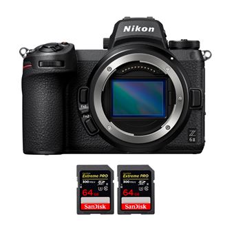 Nikon Z6 II Corpo + 2 SanDisk 64GB Extreme PRO UHS-II SDXC 300 MB/s + PDF 15 Técnicas para Melhorar as suas Fotografias - 1