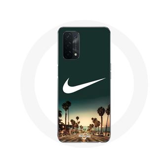 Capa Maniacase para Oppo A74 5G com o Logotipo da Nike e palmeiras em estilo Miami - 1