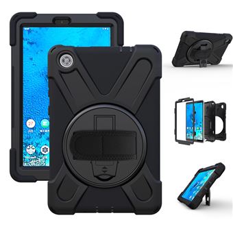 Capa Magunivers e TPU + Silicone com Suporte Giratório de 360 ??° e Alça de Ombro Preto para Lenovo Tab M8 8 Tb-8505F/8505X - 1