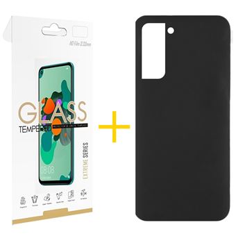 Pack 1 x Película de Vidrio Templado 2.5D + Capa skyhe Samsung Galaxy S22 5G Silicone Líquido - Preto - 1