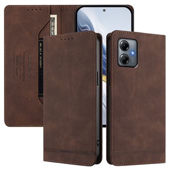 Capa FOXDOCK Tipo Carteira Flip para Motorola Moto G14 4G com Bloqueio RFID | Fecho Magnético | Pele PU  | Castanho - 1