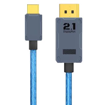 Cabo Tipo C Antiimpacto para Displayport DP 2.1 80Gbps | 16K 60Hz | 8K 120Hz | 4K 144Hz | Thunderbolt 3 4 USB4 | 100cm - 1