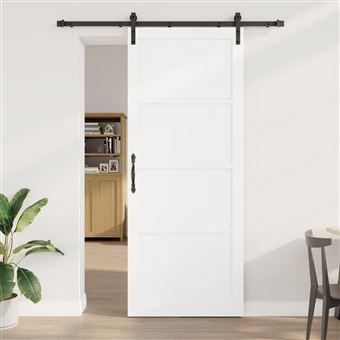 Porta Deslizante com Conjunto de Mecanismos vidaXL | Branca | 93x232 cm | Madeira de Pinho Sólido - 1