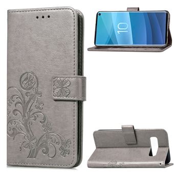 Capa Magunivers PU suporte de trevo cinza para Samsung Galaxy S10