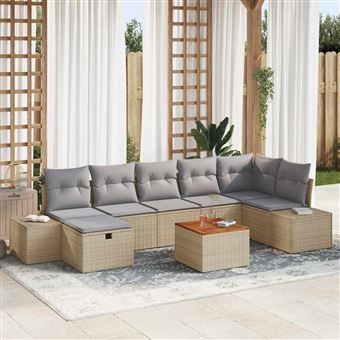 Conjunto de Sofá de Jardim vidaXL | 8 Peças | Bege Rattan Sintético - 1
