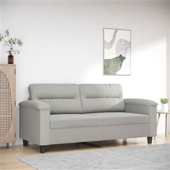 Sofá vidaXL | de 2 lugares 140 cm | tecido de microfibra cinzento-claro - 1