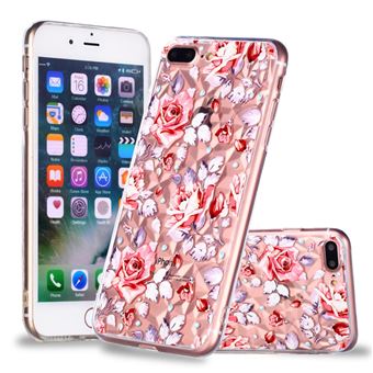Capa TPU padrão de diamante 3D flores vivas para Apple iPhone 8 Plus/7 Plus