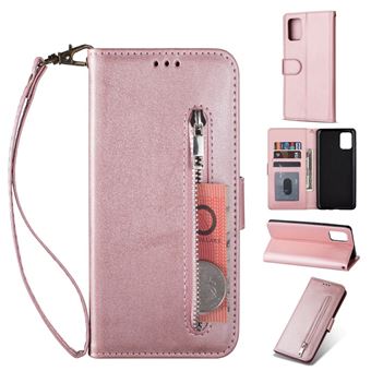Capa Magunivers Pu Bolso com Zíper Ouro Rosa para Samsung Galaxy A31