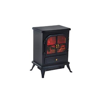 Lareira Elétrica HomCom 950W/1850W Vidro e Ferro Preto