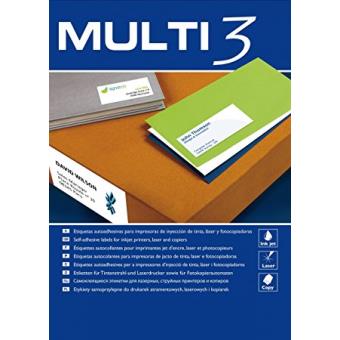 Etiquetas Adesivas Apli Multi3 para Inkjet Laser e Fotocopiadoras Bordas Retas 100 Folhas 105 X 37mm - 1