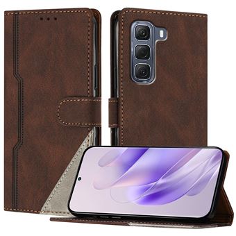 Capa FOXDOCK para Infinix Hot 60 Pro 4G | Fecho Magnético | Pele TPU Macia | 3 Compartimentos para Cartões | Função de Suporte | Castanho - 1