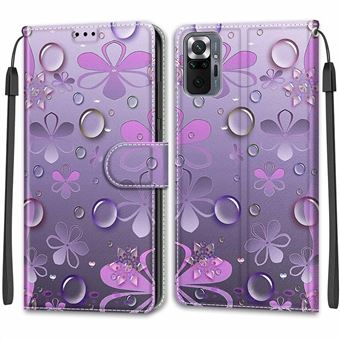 Capa PU + TPU Anti-queda, com Suporte e Alça flor e gota d'água para Xiaomi Redmi Note 10 Pro 4G (Global)/Redmi Note 10S - 1