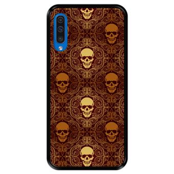 Capa Tpu Hapdey para Samsung Galaxy A50 2019 | Design Caveiras Douradas | Padrão Abstrato - Preto