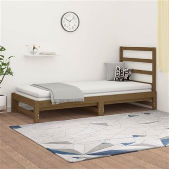 Estrutura Sofá-cama de Puxar vidaXL | 2x(90x200) cm | pinho castanho-mel - 1