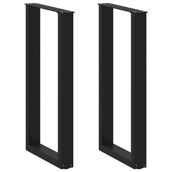 Pernas para Mesa de Centro vidaXL | 2 Peças | em forma de U 40x(90-91) cm | aço preto - 1