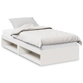 Sofá-cama com colchão vidaXL | 90x200 cm | madeira de pinho maciça branco - 1