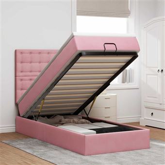 Estrutura de cama otomana com colchões vidaXL | rosa 90x200 cm | veludo - 1