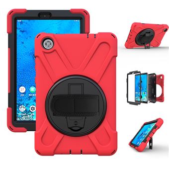 Capa Magunivers e TPU + Silicone com Suporte Giratório de 360 ??° e Alça de Ombro Vermelho para Lenovo Tab M8 8 Tb-8505F/8505X - 1