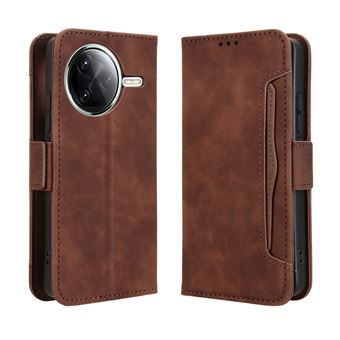 Capa FOXDOCK Protetora para Xiaomi Poco F7 Pro 5G | Suporte e Flip de couro PU | À Prova de Choque | Castanho - 1