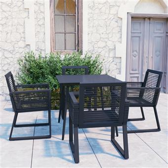 Conjunto de jantar para jardim vidaXL 5 peças vime de PVC preto - 1