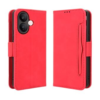 Capa FOXDOCK Protetora para VIVO V60 Lite 4G/5G | Suporte e Flip de couro PU | À Prova de Choque | Vermelho - 1