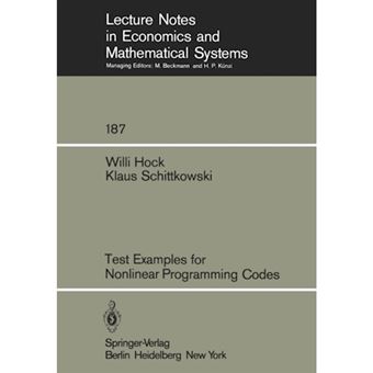 Test Examples for Nonlinear Programming Codes - Paperback - 1981 - 1