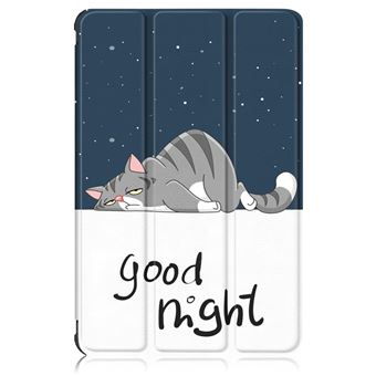 Capa Pu + Tpu magunivers à Prova de Choque com Suporte Tri-Fold Boa Noite Gato para Samsung Galaxy Tab A7 Lite 8.7'' Sm-T220 (Wi-Fi) - 1