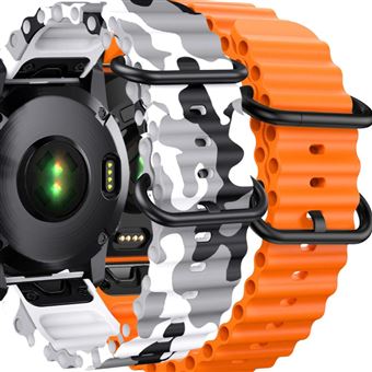 Pack 2x Bracelete Antiimpacto Ocean Waves para Garmin Fenix 8 Pro Branco Militar e Laranja - 1