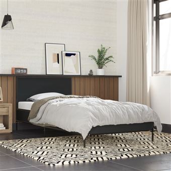 Estrutura de cama vidaXL | 90x200 cm | derivados de madeira/metal preto - 1