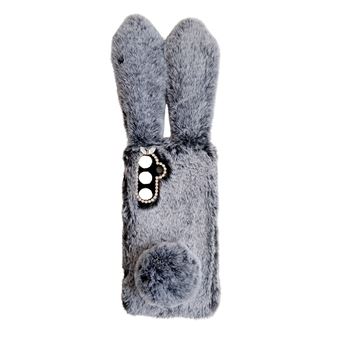 Capa FOXDOCK para Samsung Galaxy S25 Plus | Orelhas de coelho | Silicone | Pêlo | Cinza - 1