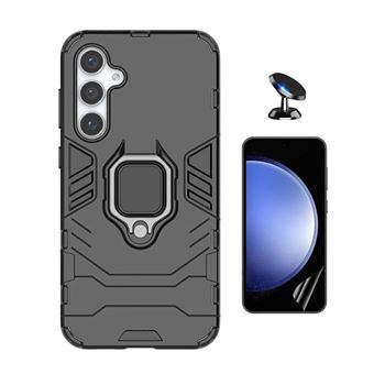 Kit Película Protectora de Hydrogel Frente + Capa de Proteção Militar Magnética + Suporte Magnético Gift4Me para Samsung Galaxy S24 FE | Preto - 1