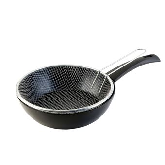 Frigideira com Cesto Wecook Ecogreen | 24 cm | Alumínio Prensado | Indução | Antiaderente Ecológico sem PFOA | Protector de Pano | Adequada para todos os Fogões | Vitrocerâmica | Gás | Máquina de Lavar Louça - Preto - 1