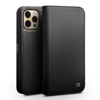 Capa de Couro Dourado Genuíno QIALINO o com Suporte Preto para iPhone 13 Pro Max 6.7'' - 1