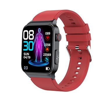 Smartwatch DAM E500 com Detecção de Glicemia |  Pressão Arterial e Monitor de O2 | ECG com Medição do Tórax | Tela 1.8 - Vermelho - 1