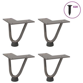 Pernas de mesa em grampo cabelo vidaXL |  4Peças | 10 cm | aço maciço natural - 1