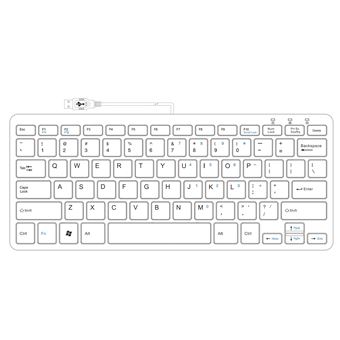 Teclado com Fios R-Go Tools Teclado ergonómico R-Go Compact, teclado compacto, design plano, QWERTY (US), com fio, preto | Idioma: Inglês US | Preto - 1