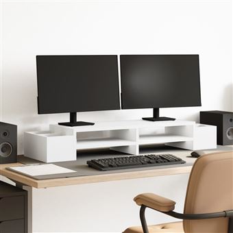 Suporte para monitor vidaXL com arrumação | 100x27x15cm | derivados madeira branco - 1