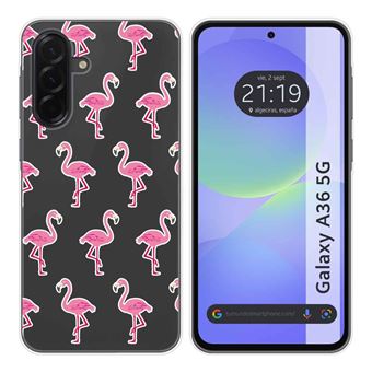 Capa TUMUNDOSMARTPHONE de Silicone Transparente para Samsung Galaxy A36 5G Desenhos de design de flamingo - 1